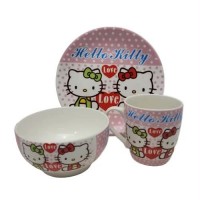 Детски порцеланов сервиз за хранене от 3 части Hello Kitty