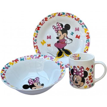 Детски порцеланов сервиз за хранене от 3 части Minnie Mouse Детски порцеланов сервиз за хранене от 3 части Minnie Mouse