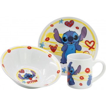 Детски порцеланов сервиз за хранене от 3 части Disney Stitch Детски порцеланов сервиз за хранене от 3 части Disney Stitch